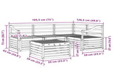 Outdoor Sofa Set 5 pcs White 59 x 59 x 37 cm Solid Acacia Wood 3391809