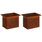 Garden Planter with LED 2 pcs Rusty 30 x 40 x 30 cm 8008083