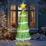 ZNTS 6FT Lighted Christmas Tree Yard Decorations, Pre-lit Pull Up Christmas Tree with 200 LED Warm White 12654124