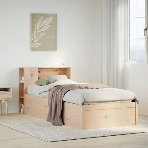 ZNTS Bed Frame without Mattress 90x190 cm Single Solid Wood Pine 3323437