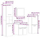 4 Piece Bathroom Furniture Set Concrete Grey Engineered Wood 3324864