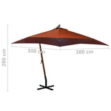 Hanging Garden Parasol with Pole Terracotta 3x3 m Solid Fir Wood 313777