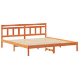 Bed Frame with Headboard Brown Pine wood 872364