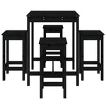5 Piece Garden Bar Set Black Solid Wood Pine 3154734