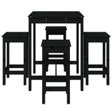 5 Piece Garden Bar Set Black Solid Wood Pine 3154734