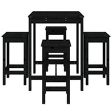 5 Piece Garden Bar Set Black Solid Wood Pine 3154734