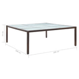 Garden Dining Table Brown 200x200x74 cm Poly Rattan 46131