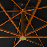 Hanging Garden Parasol with Pole Black 3x3 m Solid Fir Wood 313778