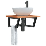 Basin Shelf Wall Mounted Steel and Solid Wood Beech 3302427