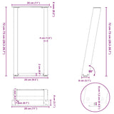 ZNTS Console Table Legs U-Shaped 2 pcs White 28x cm Steel 4012777