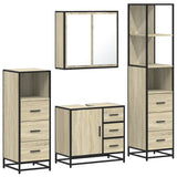 4 Piece Bathroom Furniture Set Sonoma Oak Engineered Wood 3301256