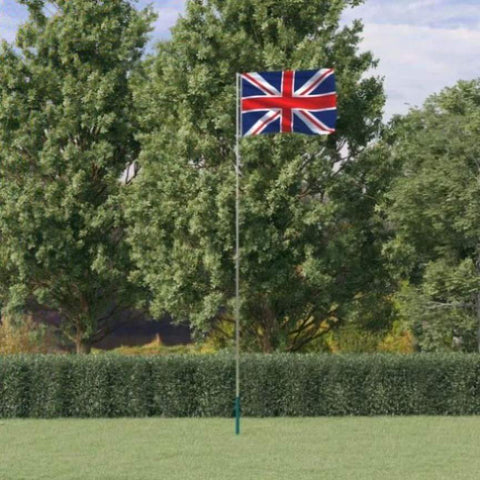 UK Flag and Pole 5.55 m Aluminium 3147140