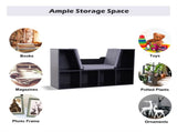 Bookcase Storage Shelf with Cushioned Reading Seat, Cube Bookshelf Organizer for Bedroom Living T3398P340955