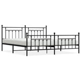 ZNTS Metal Bed Frame without Mattress with Footboard Black 200x200cm 353562