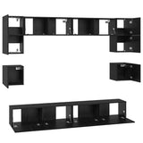 TV Cabinet Set 8 pcs Black Oak Engineered Wood 3393322