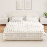 Anti-Slip Faux Rabbit Fur Blanket Olite 4 pcs White Polyester 42021846