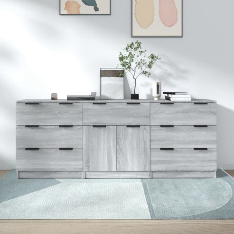 3 Piece Sideboards Grey Sonoma Engineered Wood 3115802