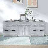 3 Piece Sideboards Grey Sonoma Engineered Wood 3115802