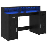 Desk with Drawer Black oak 140 x 55 x 91 cm Engineered wood 3365612