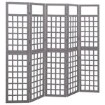 5-Panel Room Divider/Trellis Solid Fir Wood Grey 201.5x180 cm 316488
