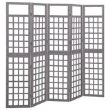 5-Panel Room Divider/Trellis Solid Fir Wood Grey 201.5x180 cm 316488