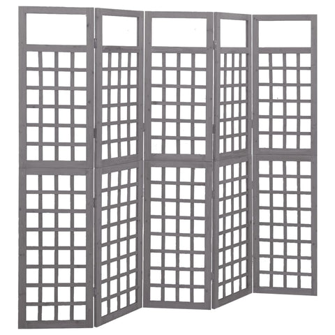 5-Panel Room Divider/Trellis Solid Fir Wood Grey 201.5x180 cm 316488