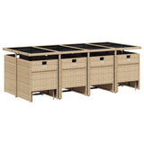 13 Piece Garden Dining Set with Cushions Mix Beige Poly Rattan 3210624