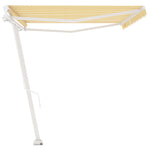 ZNTS Freestanding Manual Retractable Awning 500x350 cm Yellow/White 3069658