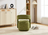 065 Chenille Fabric Accent Chair Armchair With Fabric Covered Wooden 360&deg Swivel Base, Green W1397P388515