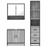 ZNTS 3 Piece Bathroom Furniture Set Grey Sonoma Engineered Wood 3301158