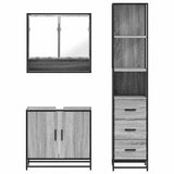 3 Piece Bathroom Furniture Set Grey Sonoma Engineered Wood 3301158