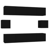 TV Cabinet Set Set of 6 Black Engineered wood Medium 3114359