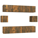 6 Piece TV Cabinet Set Smoked Oak Engineered Wood 3114363