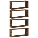 Wall Cube Shelves 4 pcs Smoked Oak 60x15x23 cm Engineered Wood 815925