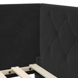 Corner Bed Frame with Headboard Black 90 x 200 cm Velvet 42016538