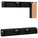 TV Cabinet Set 6 pcs Black Oak Engineered Wood 3393247