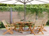 5 Piece Garden Dining Set Beige Poly Rattan and Solid Wood 3281816