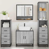 ZNTS 4 Piece Bathroom Furniture Set Grey Sonoma Engineered Wood 3301278