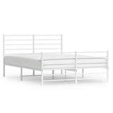 Metal Bed Frame without Mattress with Footboard White 140x200cm 352387