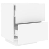 Bedside Cabinet with LED Lights White Engineered Wood 836735