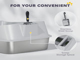 XXL Stainless Steel Cat Litter Box with High Sides, Metal Scoop, 70 x 50 x 30 cm T3398P376108