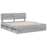 Bed Frame Grey Sonoma 200 x 200 cm Solid Pine Wood 3412038