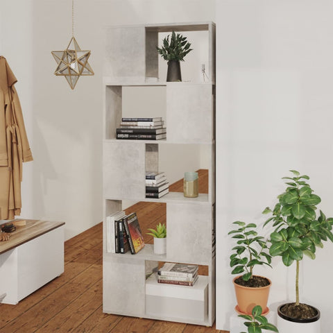 Book Cabinet Room Divider Concrete Grey 60x24x155 cm 809093
