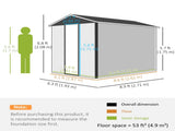 9x 6FT Metal Outdoor Garden Shed, Galvanised Tool Storage Shed w/ Sloped Roof, Lockable Door for T3398P325110