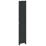 Room Divider 4 Panels Black Solid Wood Paulownia 358852