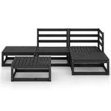 5 Piece Garden Lounge Set Black Solid Pinewood 3075483
