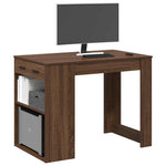 ZNTS Desk with Drawer and Shelf Brown Oak 102x62x77.5 cm Engineered Wood 858692