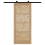 Sliding Door Natural and Black 86 x 198.5 cm Solid Pine Wood 3333342
