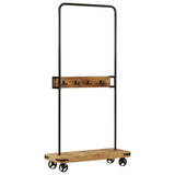 Clothes Rack with Wheels 90x35x190 cm Solid Wood Mango and Iron 358580