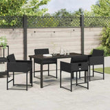 Garden Dining Set 5 pcs Black Poly Rattan 3380718